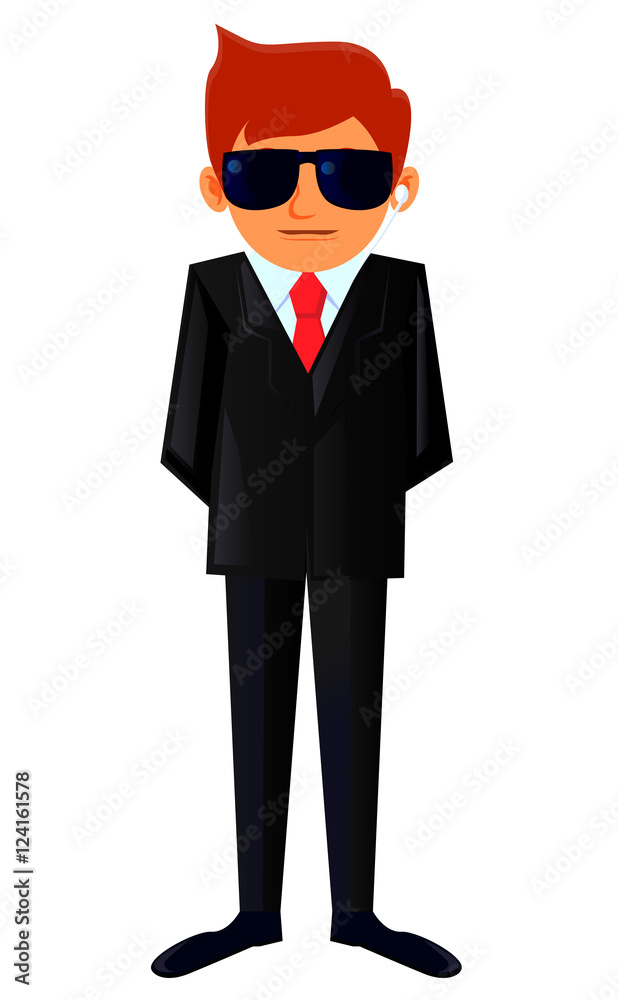 Male body guard or security with earpiece vector icon