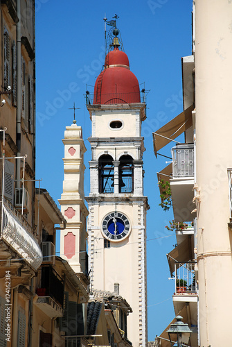 Obraz na plátně Corfu-City (Greece): Belltower of the Saint Spyridon Church, patron saint of the