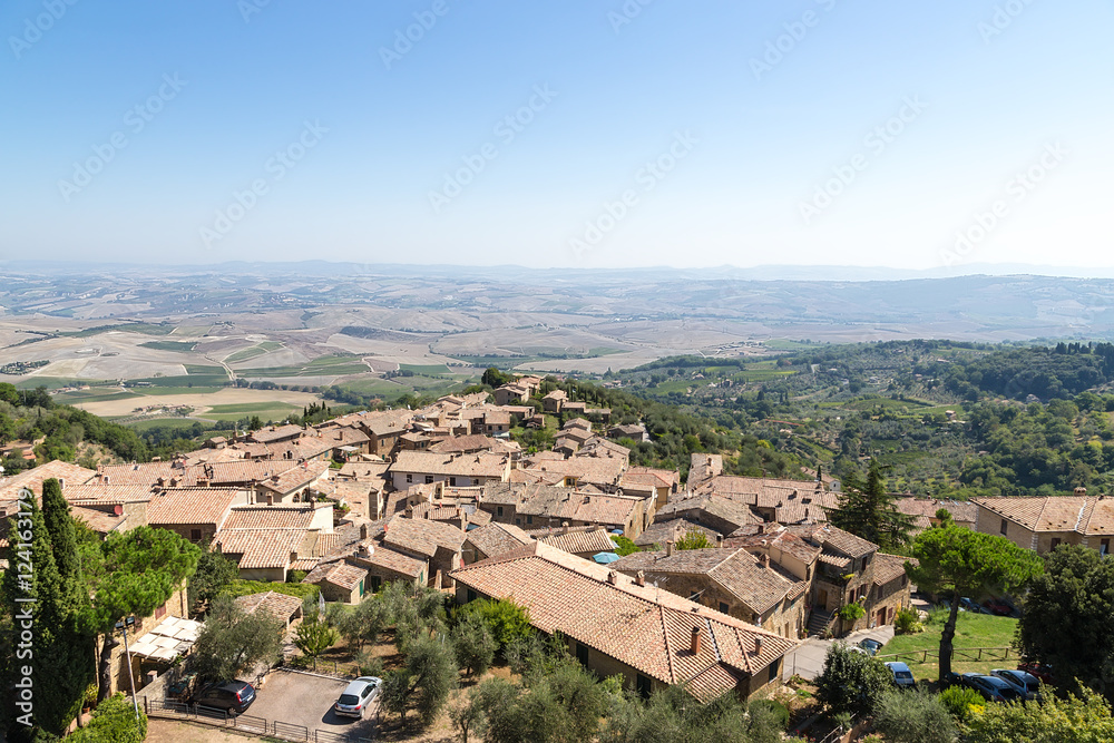 Montalcino, Italy. Montalcino, Italy. The old town and the Tuscan landscape