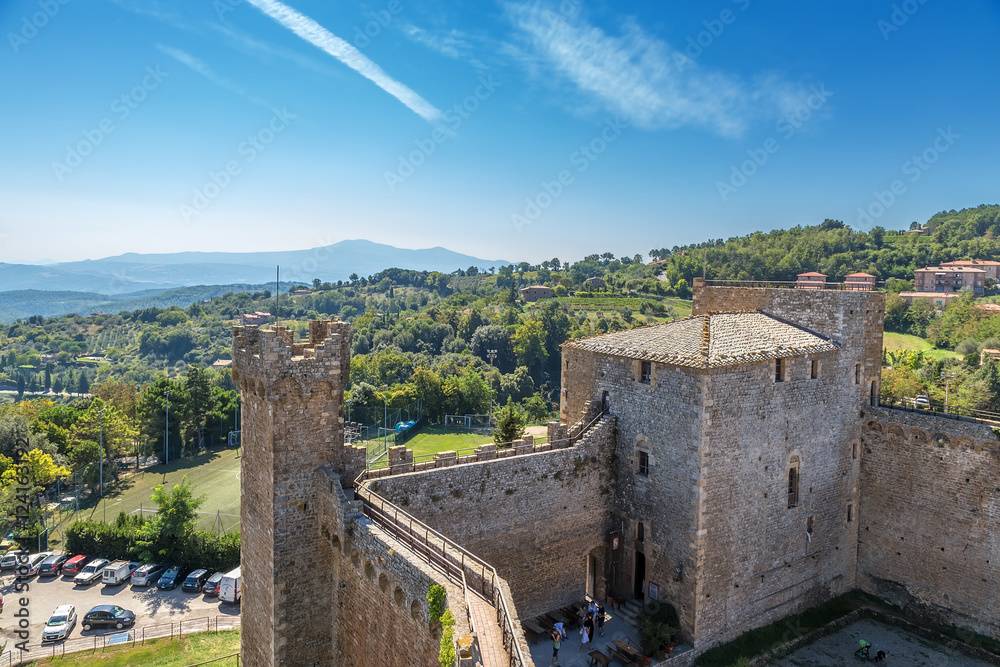Montalcino, Italy. View of the fortress, 1361