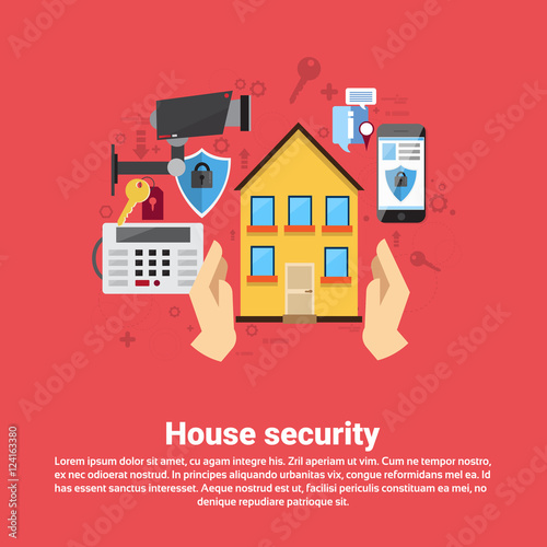 House Security Protection Insurance Web Banner Flat Vector Illustration