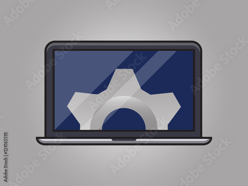 Vector Gears on Laptop Display Icon