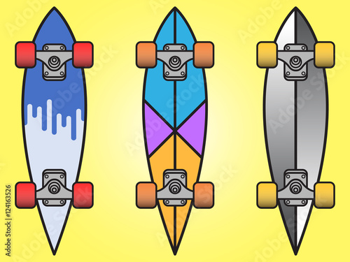 Illustration of flat longboards