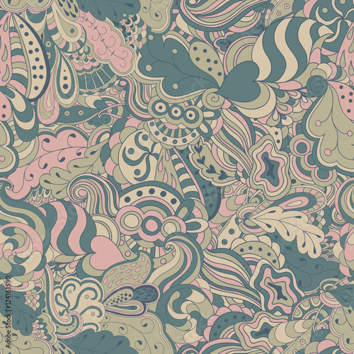 Seamless abstract hand-drawn waves pattern