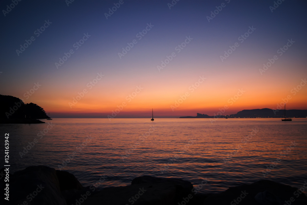 Sunset over the Mediterranean Sea.