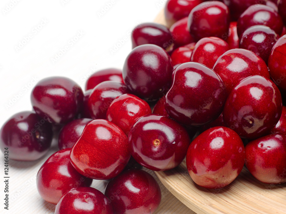 Macro a closeup of fresh cherries and sweet cherries Macro a closeup of fresh cherries and sweet cherries