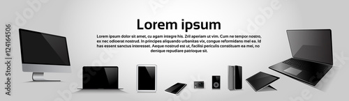 Responsive Design Laptop Phone Tablet MP3 Player Desktop Device Vector Illustration