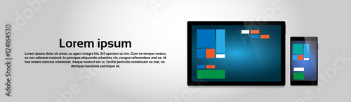 Cell Smart Phone Tablet Computer Responsive Design Digital Device Vector Illustration