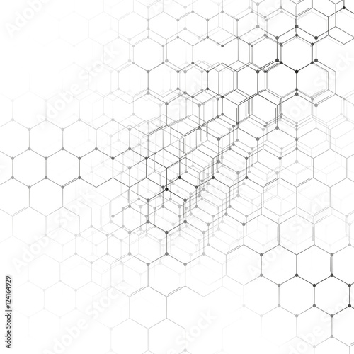 Chemistry 3D pattern  hexagonal molecule structure on white  scientific medical research. Medicine  science and technology concept. Motion design. Geometric abstract background.