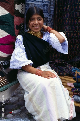 Portrait Of Ecuadorian Woman At Market. photo