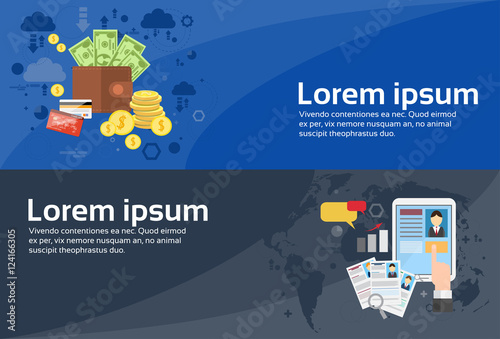 Online Banking Internet Electronic Payment, Curriculum Vitae Recruitment Candidate Job Position Business Web Banner Flat Vector Illustration