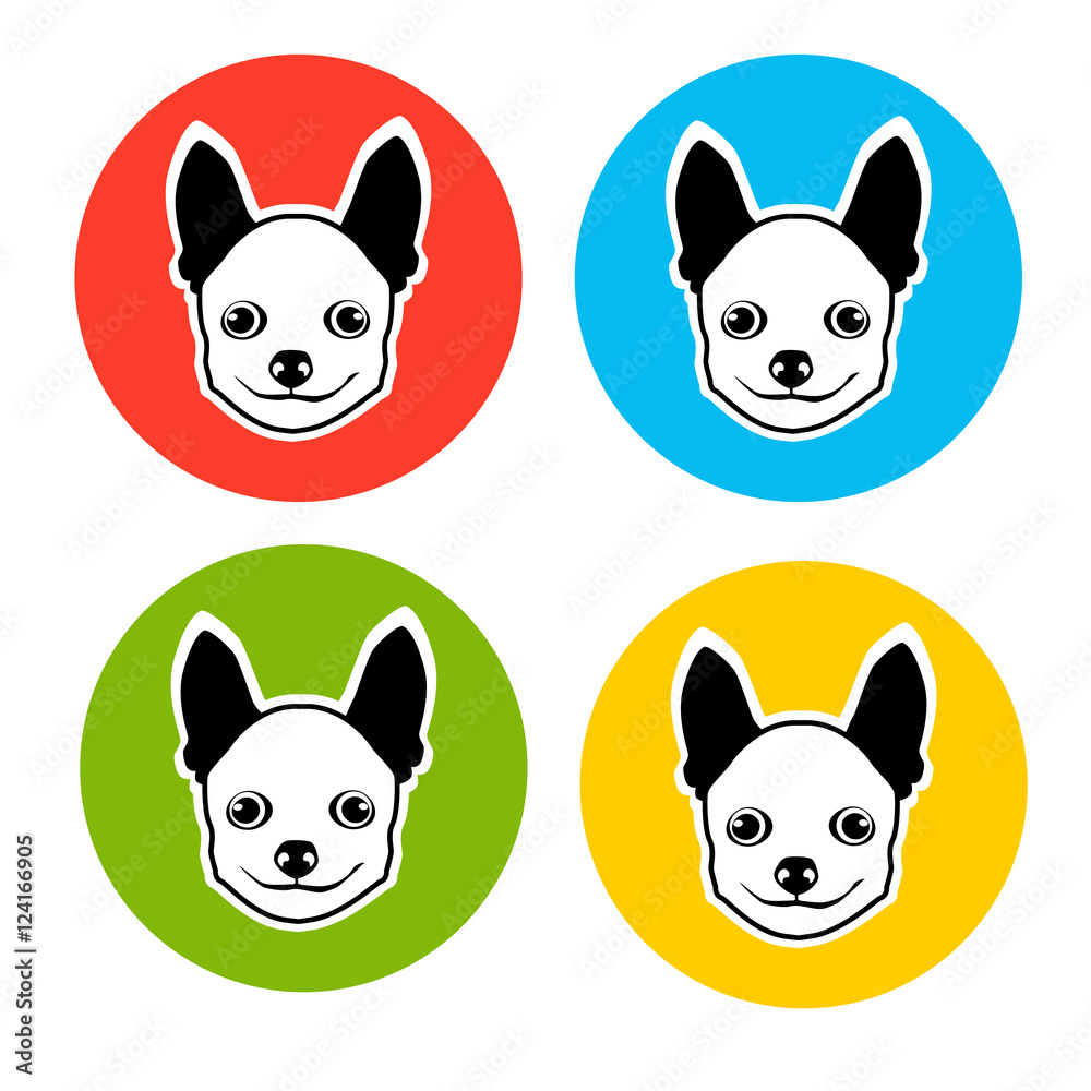Fototapeta premium Small Dog Animal Pet Web Icon Collection Flat Vector Illustration