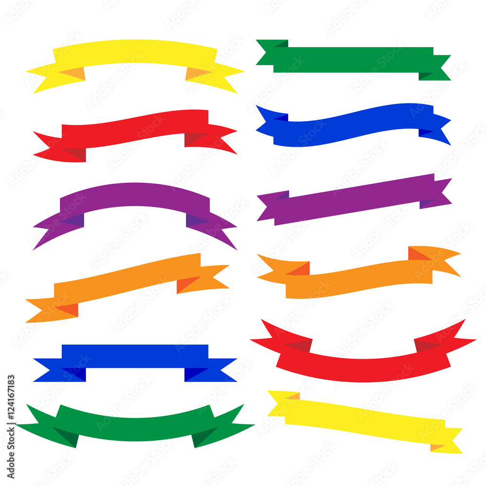 Set of beautiful festive colored ribbons. Vector illustration
