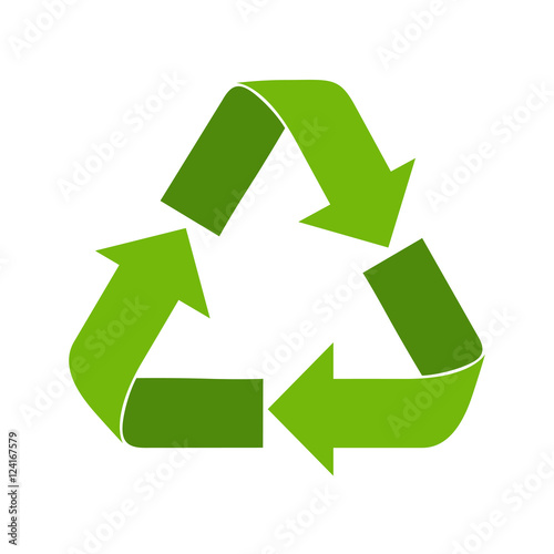Recycle Symbol Green Logo Web Icon Flat Vector Illustration
