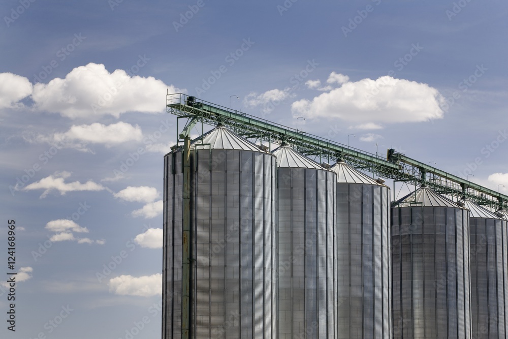 Row of large grain bins, Calgary, Alberta, Canada Row of large grain bins, Calgary, Alberta, Canada