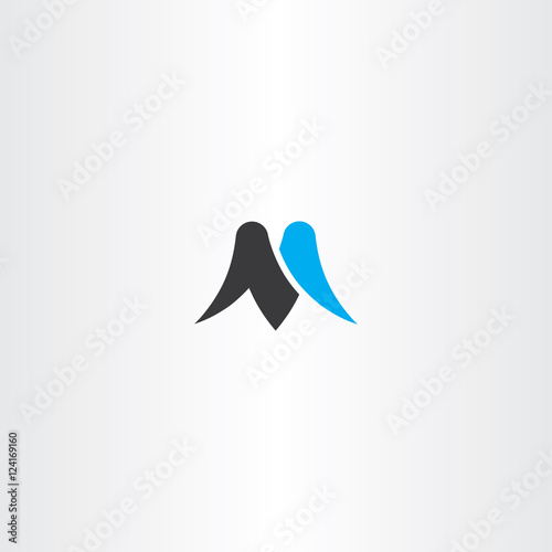 m letter black cyan icon vector symbol