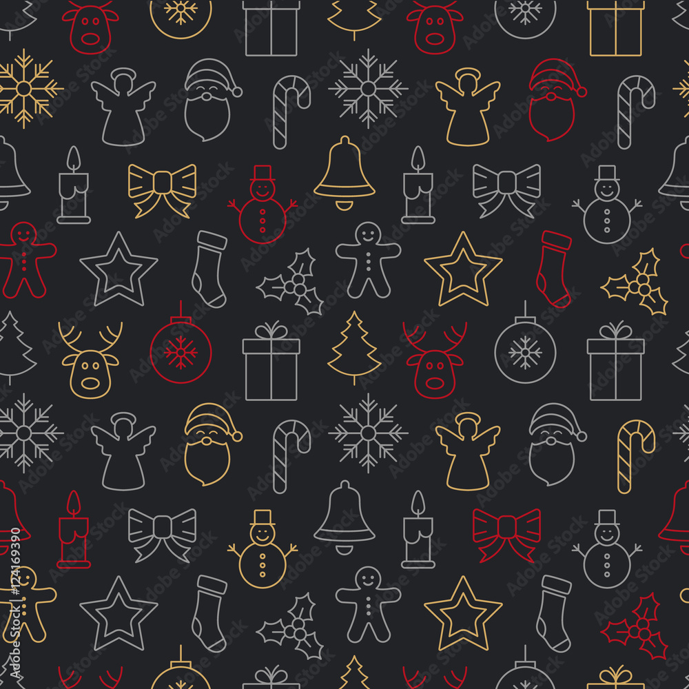 christmas seamless pattern icons dark background christmas seamless pattern icons dark background
