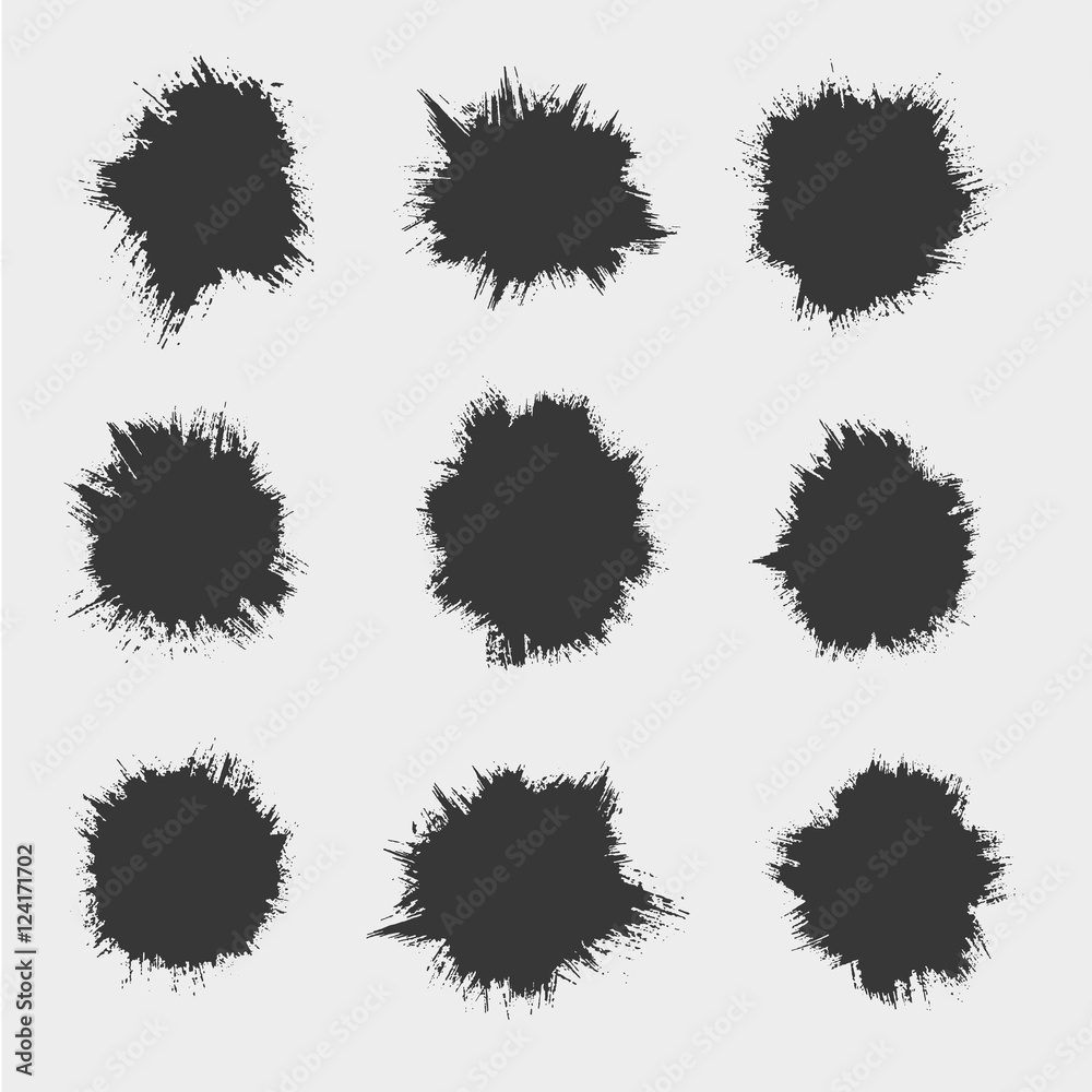 Set of four black ink splash. Set of four black ink splash.