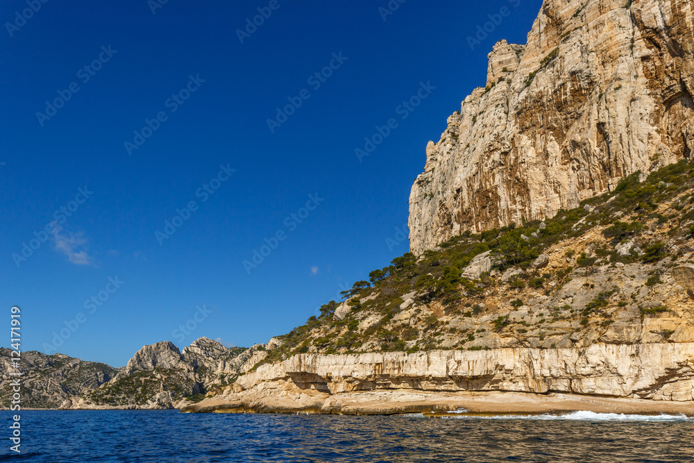 Vue from the sea on Calanques de Cassis, Calanques de Marseille, Provence, France