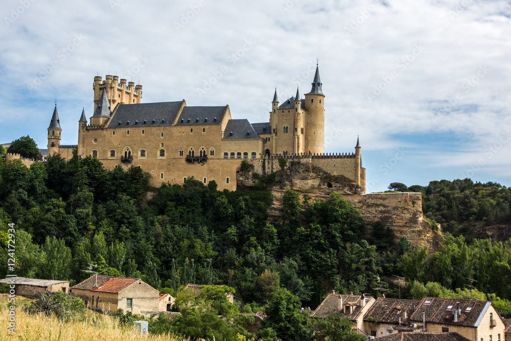 The Alcazar of Segovia, with its ship's bow shape rising out on a rocky crag (Spain)
