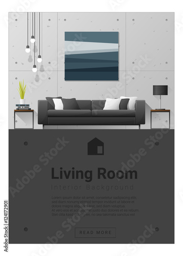 Interior design Modern living room banner , vector, illustration