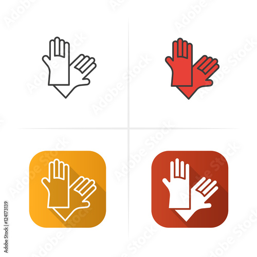 Latex gloves icon. Flat, linear and color styles.