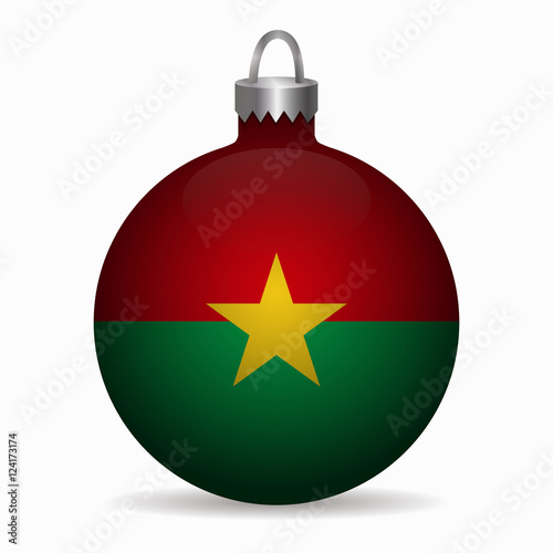 burkina faso flag christmas ball vector