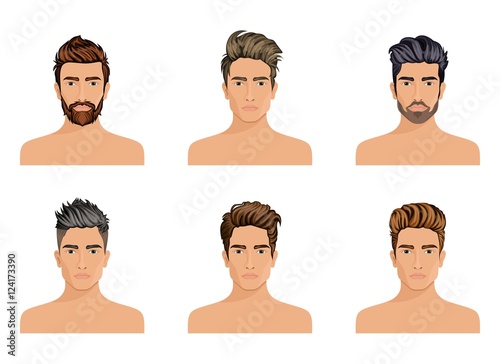 Men used to create the hair style of the character beard, mustache men fashion, image, stylish hipstel face. Vector illustration
