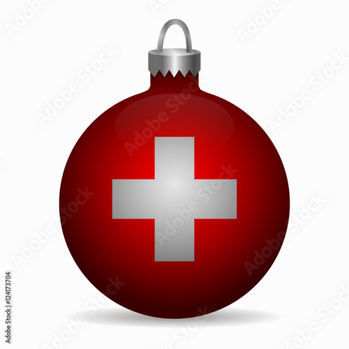 switzerland flag christmas ball vector