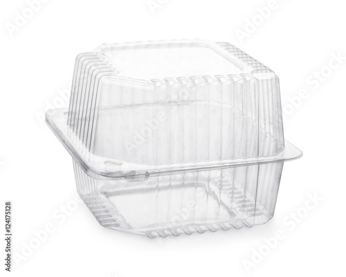 Closed transparent plastic food packaging box