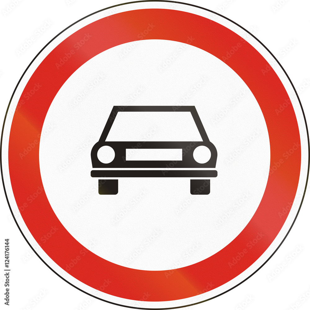 Hungarian regulatory road sign - No motor vehicles Hungarian regulatory road sign - No motor vehicles