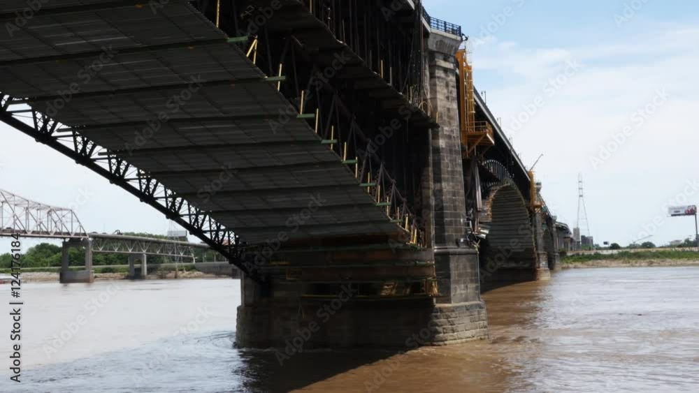 Traveling under small bridge, St, Louis, Missouri, shot from a boat. Traveling under small bridge, St, Louis, Missouri, shot from a boat.