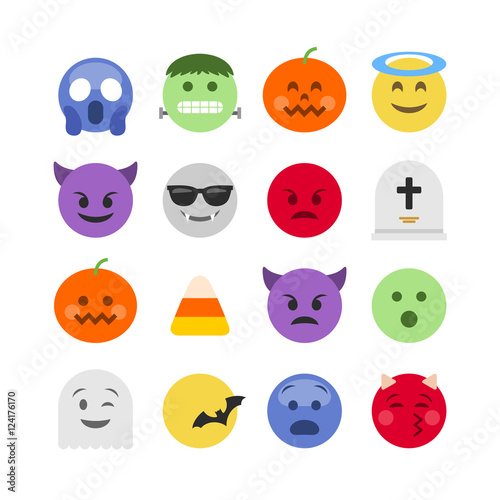 Abstract halloween emoji icon collection