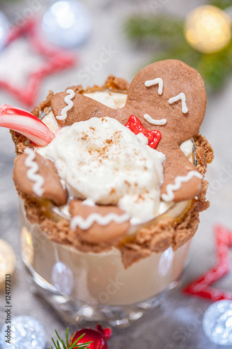 Drunken Gingerbread man in a Christmas cocktail