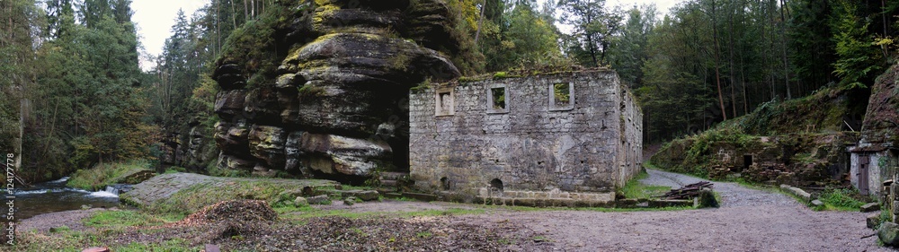 romantic ruin of Dolsky mlyn in Ceskosaske Svycarsko national park