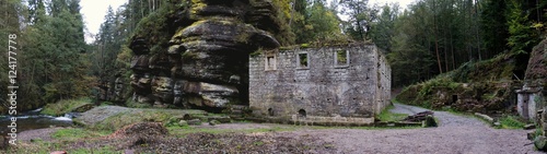 romantic ruin of Dolsky mlyn in Ceskosaske Svycarsko national park photo