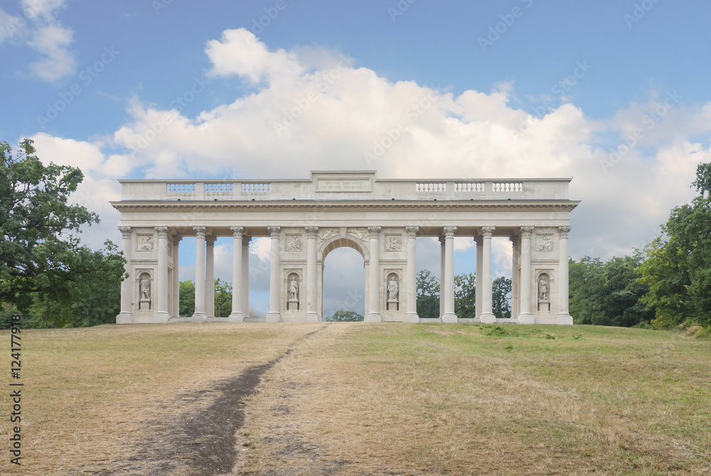 Column colonnade landmark at Reistna near Lednice Valtice town Moravia Czech republic