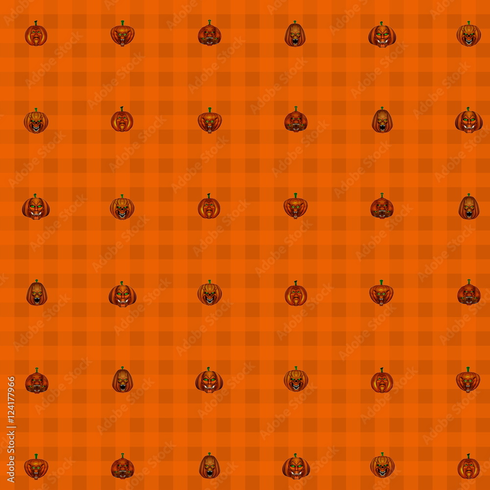 Seamless Halloween pumpkins background - 3D render Seamless Halloween pumpkins background - 3D render