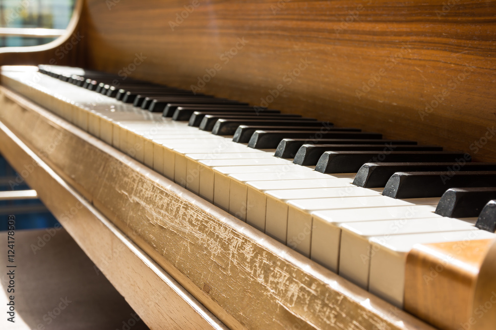 Piano Keys White Black Wood Grain Closeup Detail Warm Relax Empt Piano Keys White Black Wood Grain Closeup Detail Warm Relax Empt