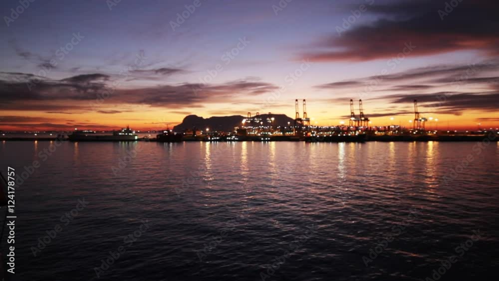 Harbor sunset in Tangier, Morocco.