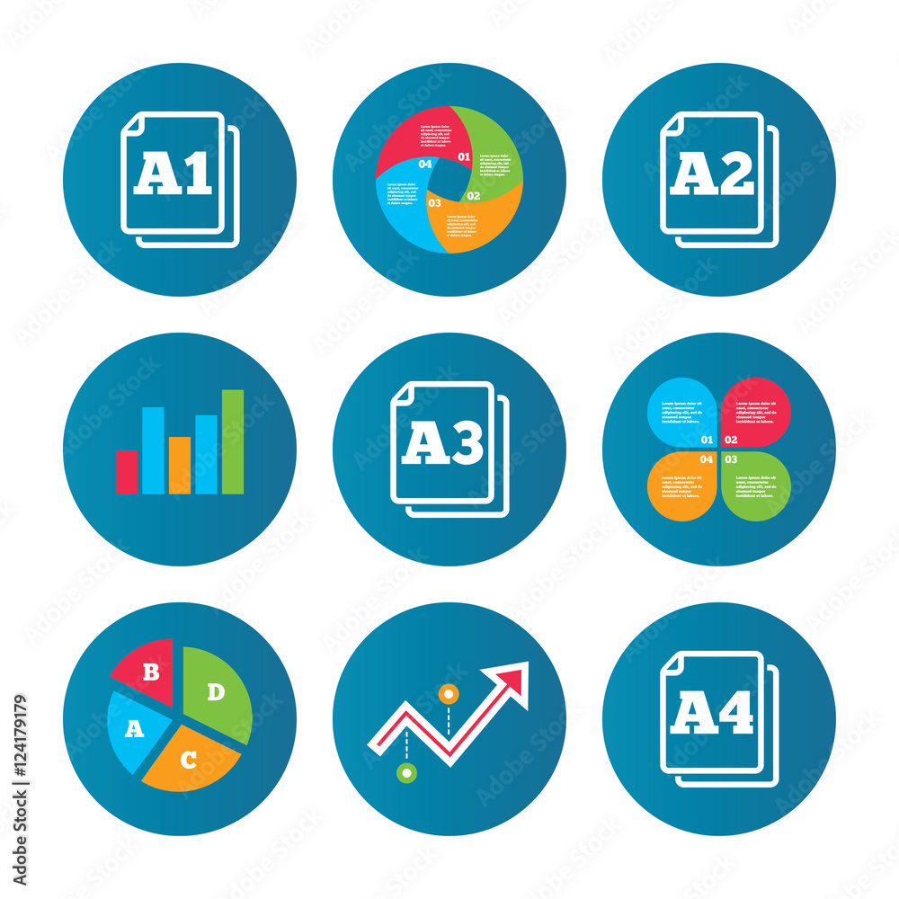 Paper size standard icons. Document symbol. Paper size standard icons. Document symbol.