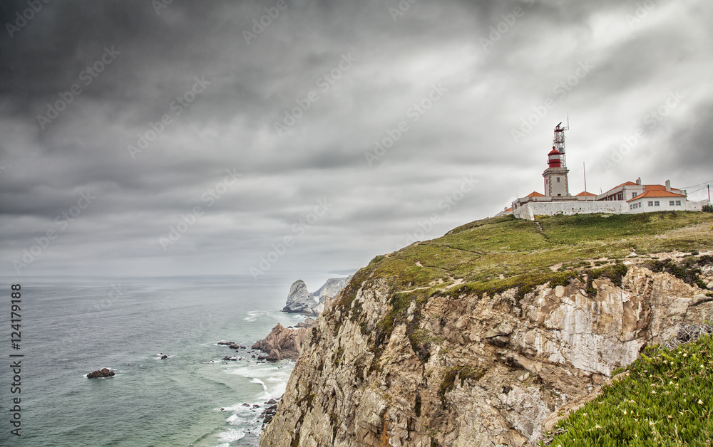 Cabo da Roca stormy dramatic landscape, Portugal