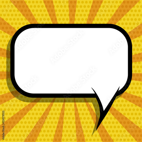 Bubble icon. Retro pop art comic and communication theme. Colorful design. Striped background. Vector illustration