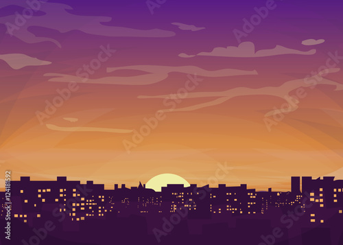 sunset over the city