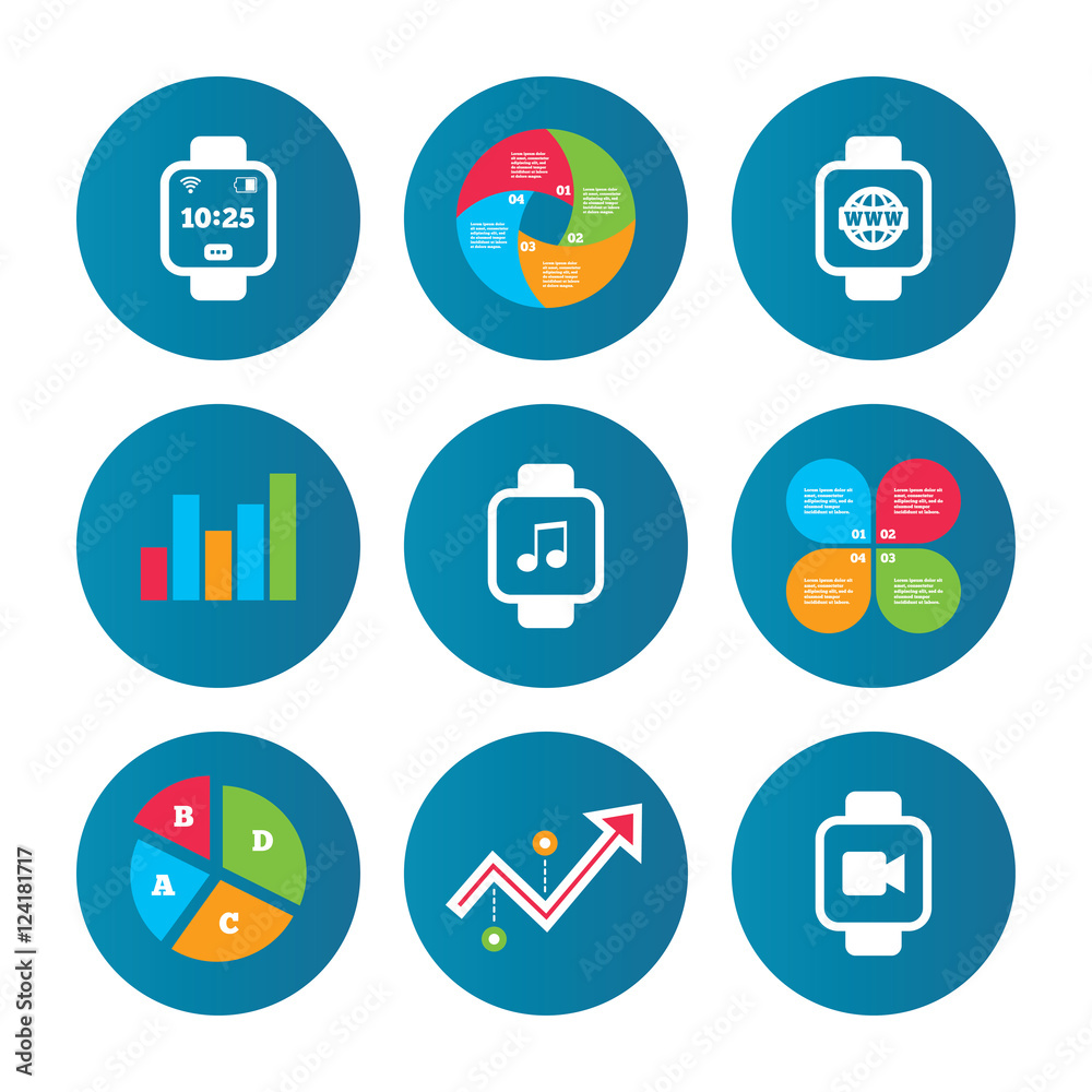 Smart watch icons. Wrist digital time clock. Smart watch icons. Wrist digital time clock.