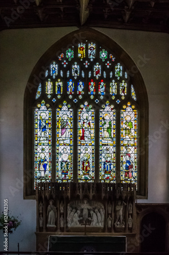 All Saints Church in Langport Stained Glass above Altar photo