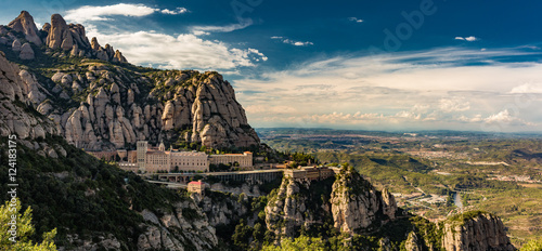 Montserrat Monastery in mountains photo