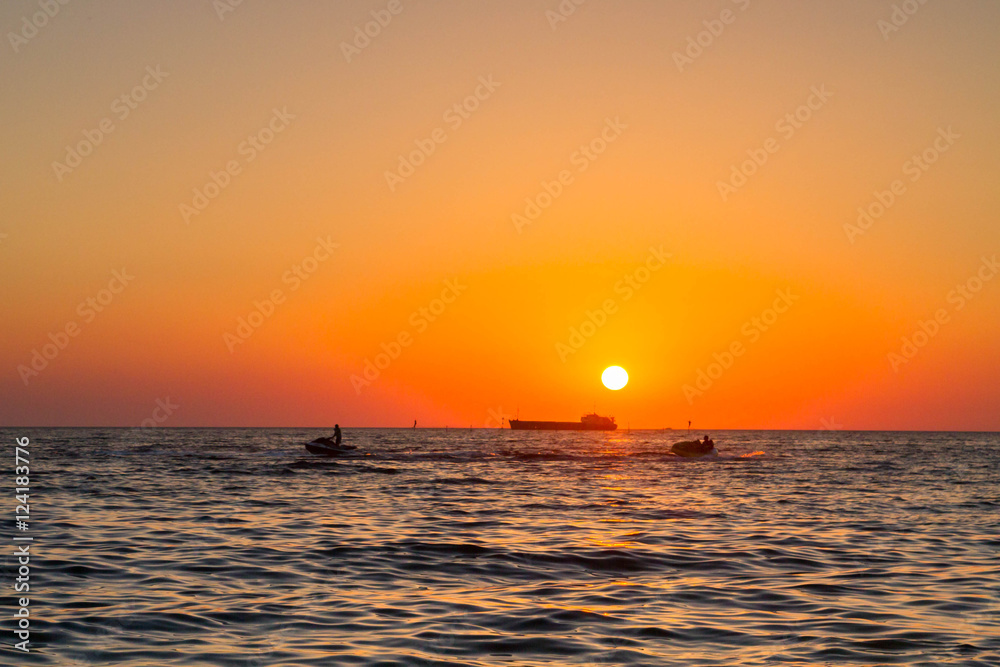 Beautiful sunset on the black sea