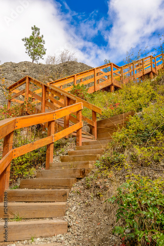 A stairs on the trail at Glen Canyon Park  British Columbia  Canada.