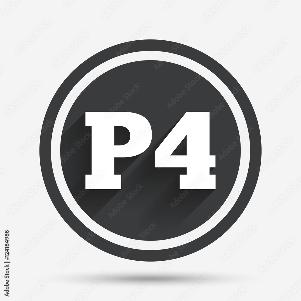 Parking fourth floor icon. Car parking P4 symbol. Parking fourth floor icon. Car parking P4 symbol.